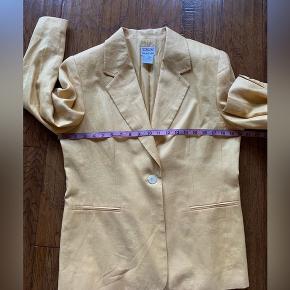 Talbots Yellow Linen‎ Padded Shoulder Blazer - Picture 6 of 14